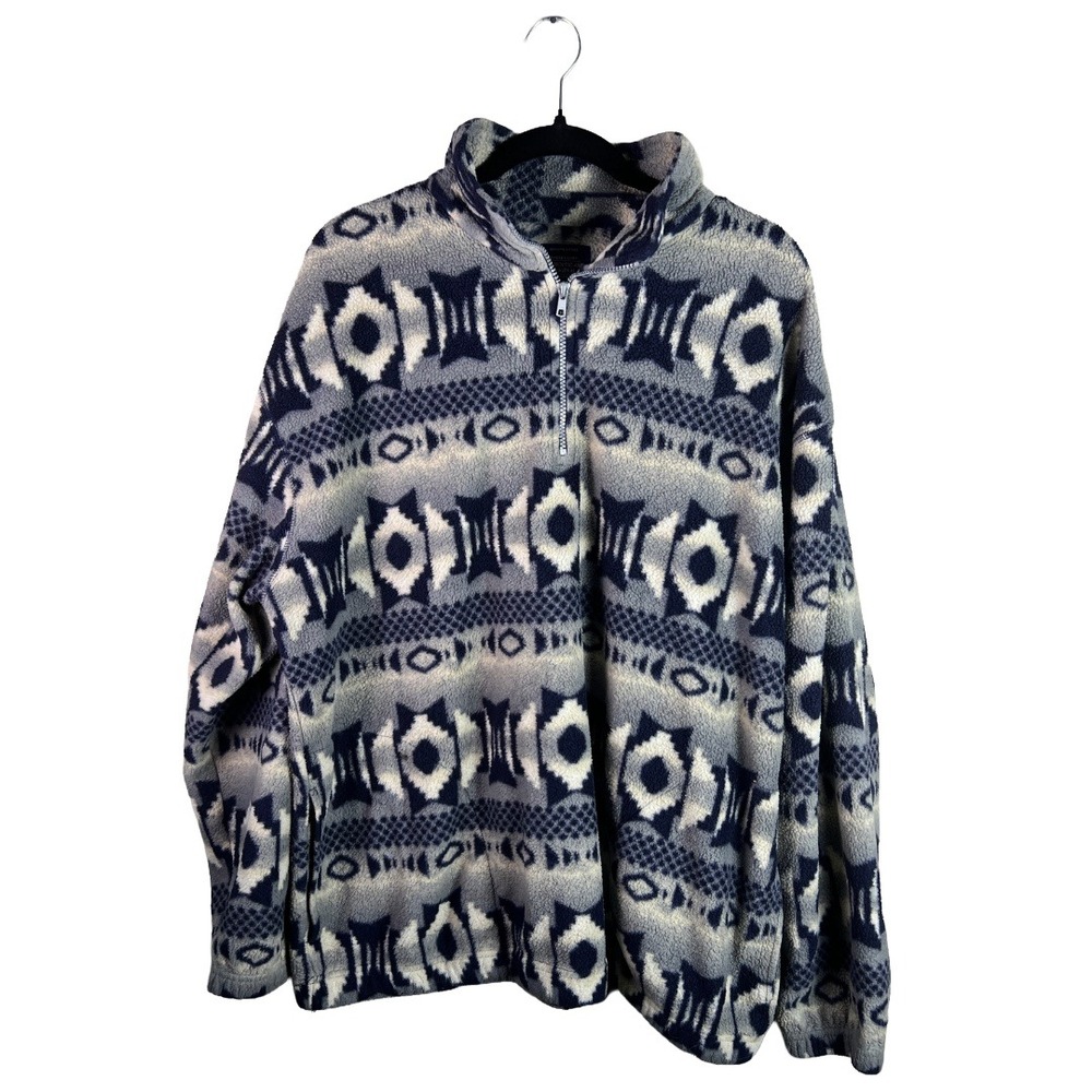 90s Faded Glory Fleece Pullover Quarter Zip Men's Large Aztec Gorpcore